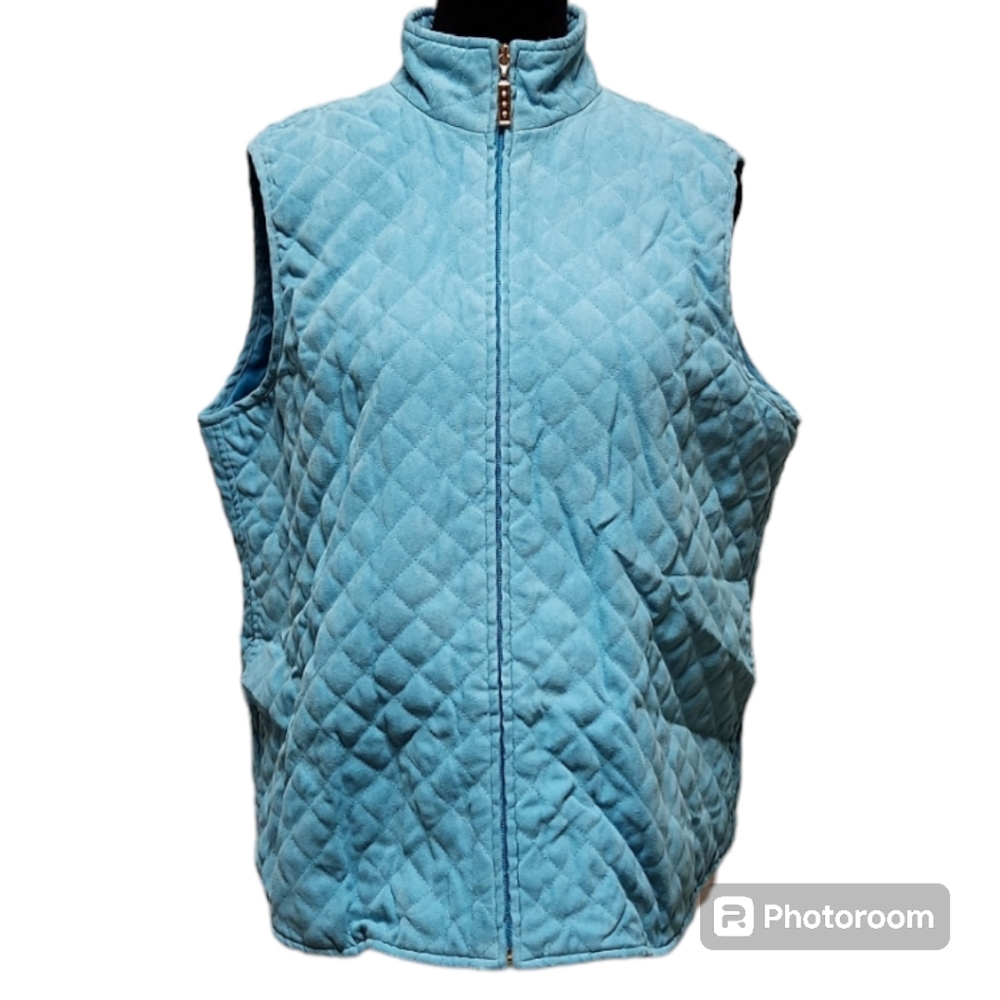 Draper's & Damon's - blue microfiber quilted ves…